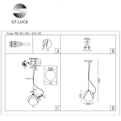 ST Luce Подвесной светильник ST-Luce Acerra SL1181.313.01